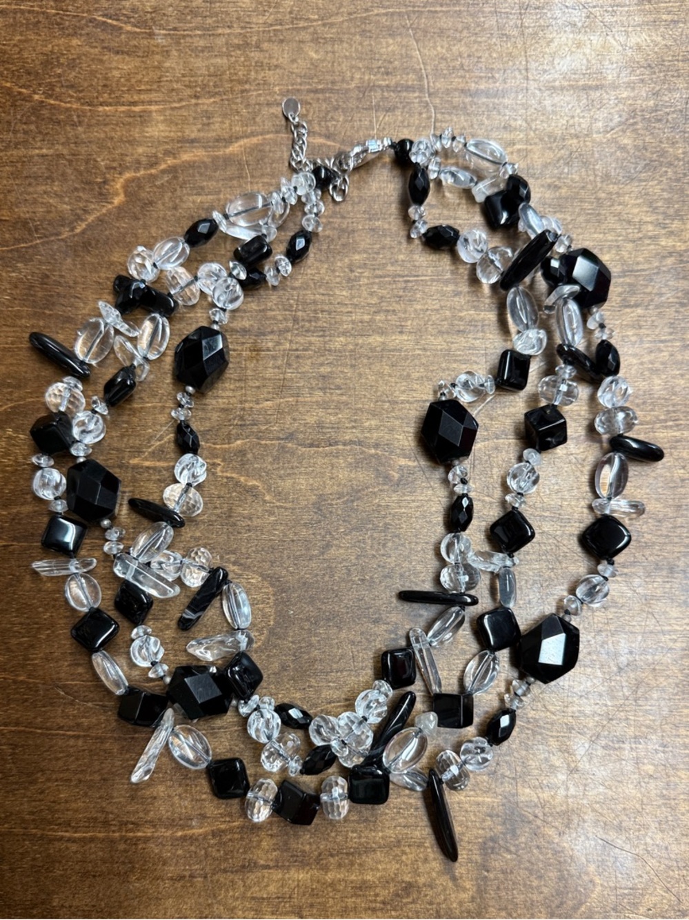 Onyx/Quartz 3 strand Necklace